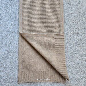 NWOT Cashmere Thick Scarf Tan Texture Waffle